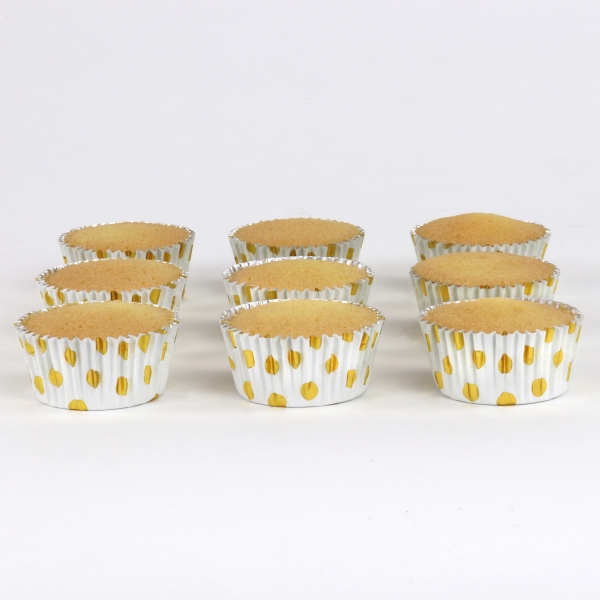 Cupcake Baking Cases - Gold Polka Dots